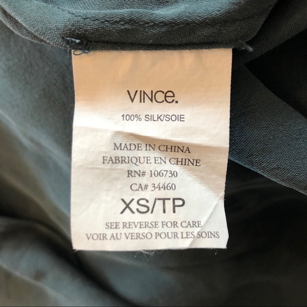 VINCE 100% Silk Popover Blouse in Cypress Green Teal | XS - Picture 4 of 7